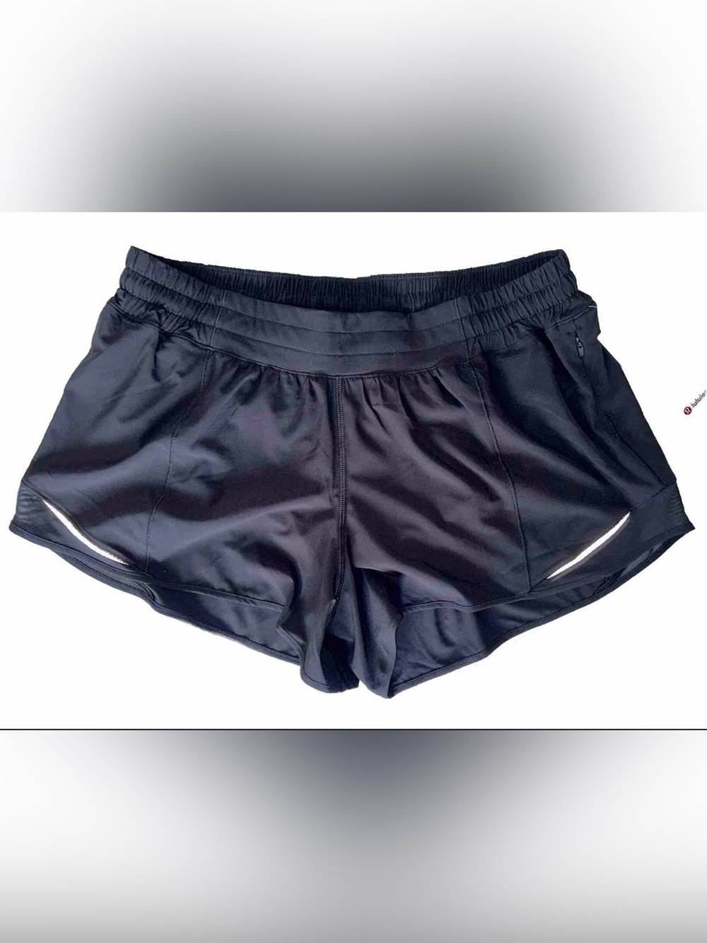 NWT LULULEMON SIZE 14 HOTTY HOT LOW RISE 4”L SHORT LINED AUTHENTIC BLACK